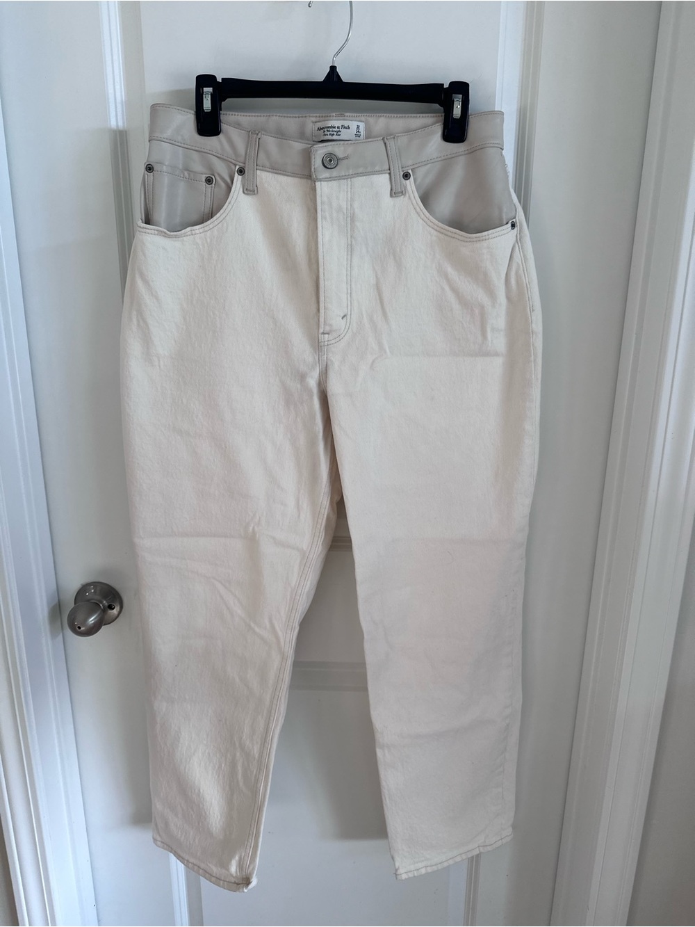 Abercrombie & Fitch Cream Jeans with Light Taupe Waistband